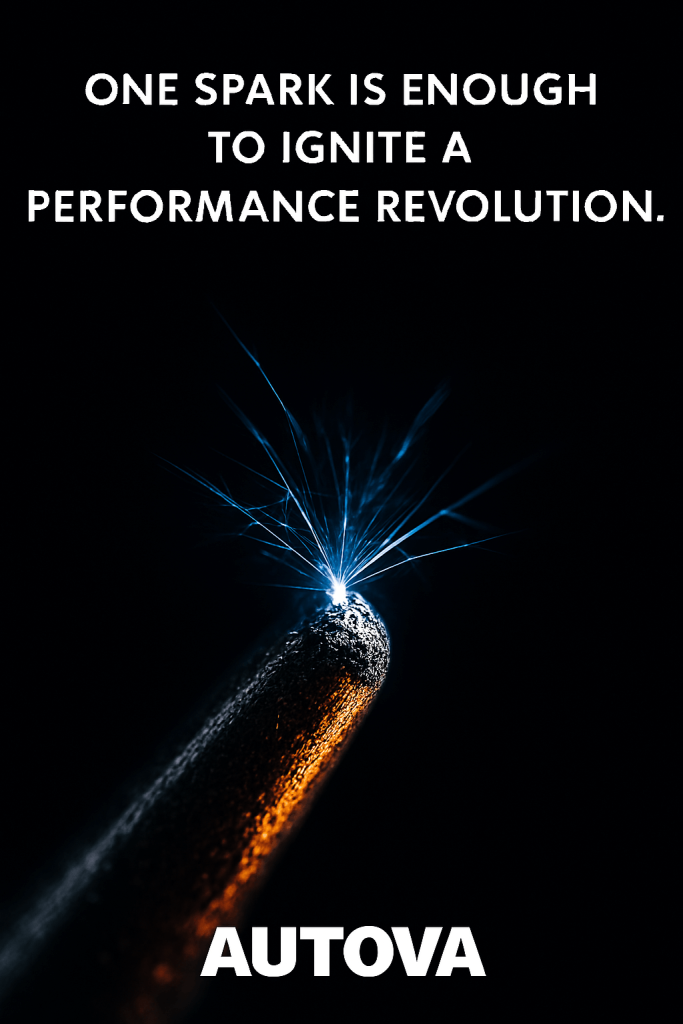 Igniting spark symbolizing AUTOVA’s mission to manufacture high-performance brake pads and automotive filters designed for Egypt’s climate and demanding road conditions.